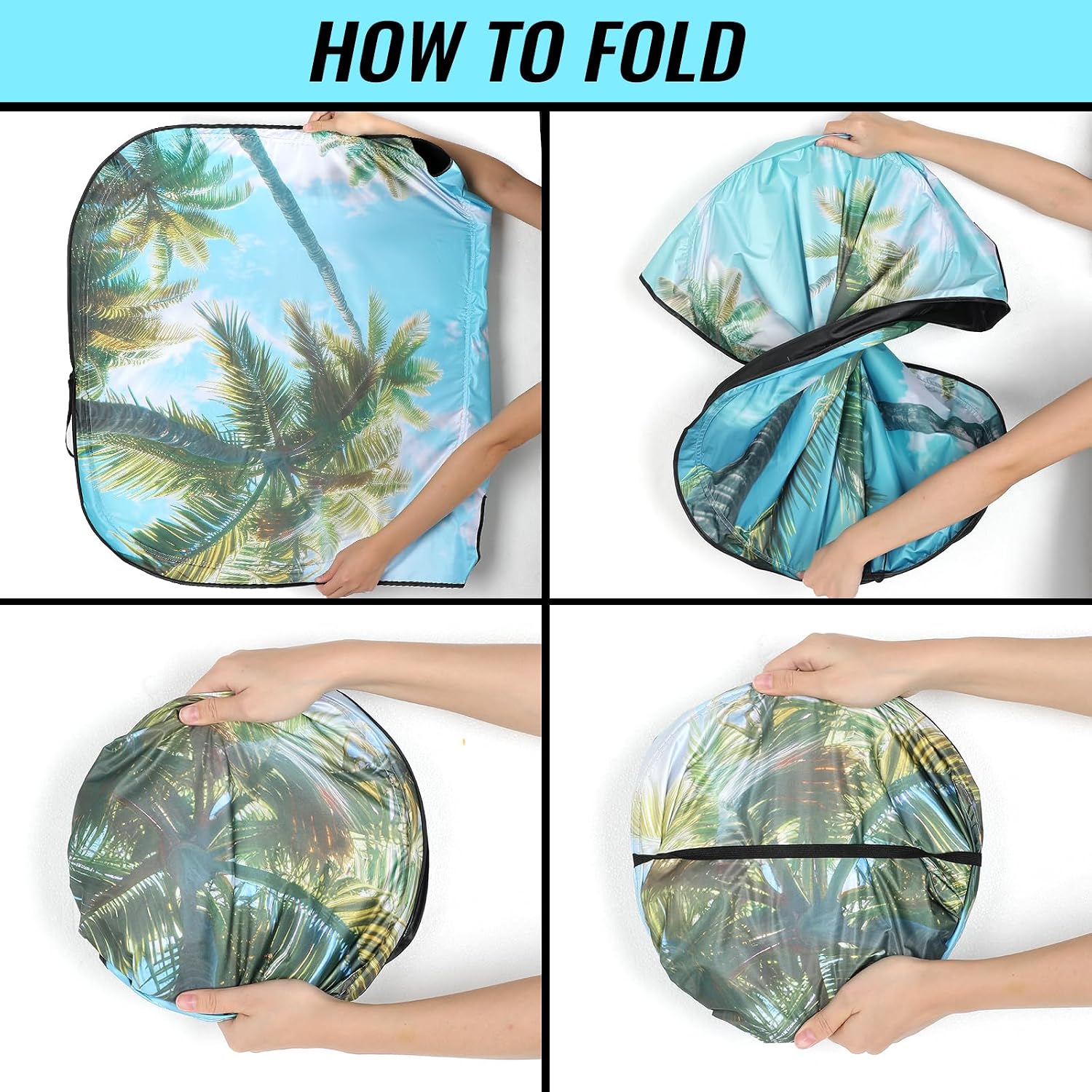 Avisky Windshield Sun Shade for Cars, Trucks & SUVs, Polyester Front Window Sunshade to Block UV Rays & Heat, Foldable Auto Front Windshield Cover, 57“x31”