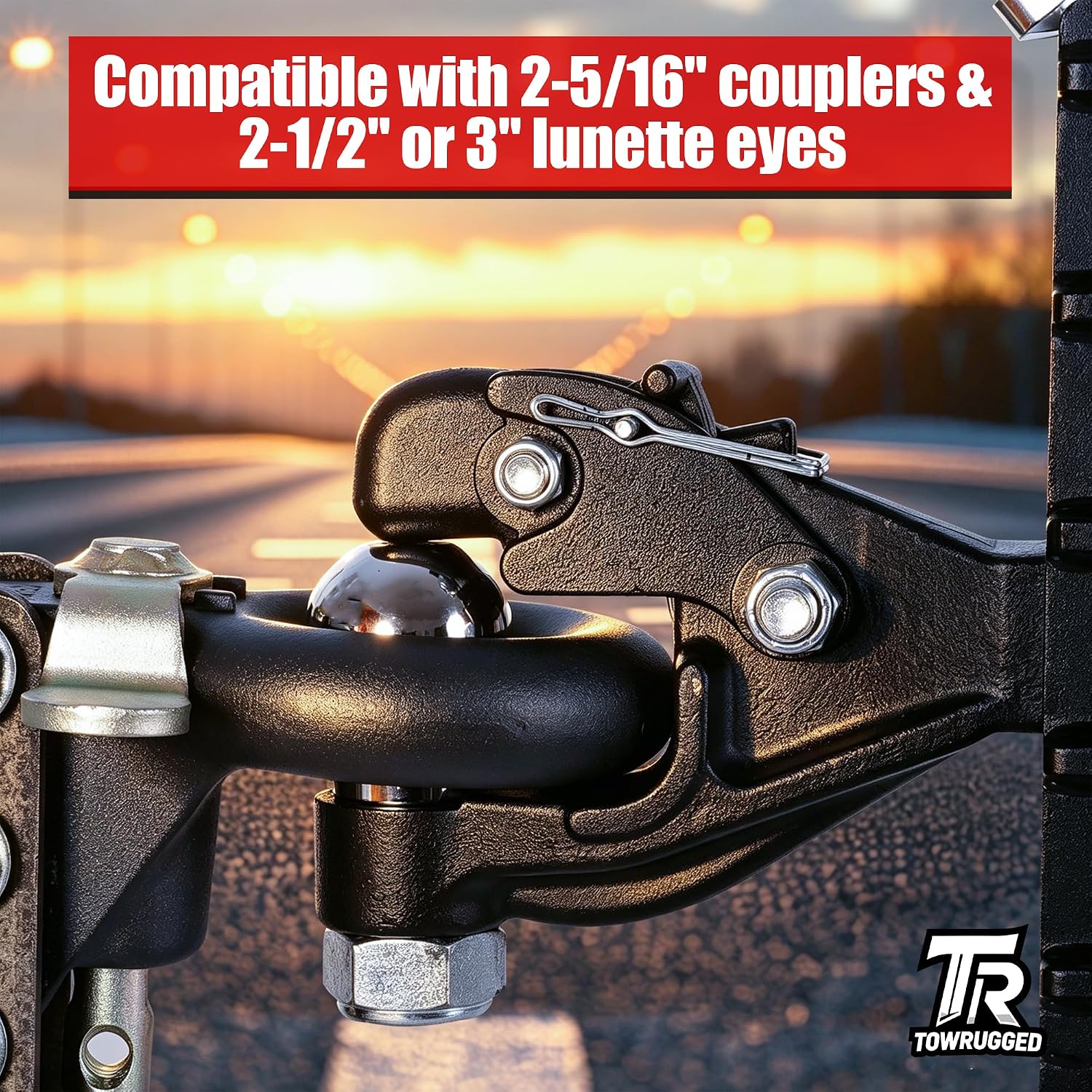 2-5/16"Ball Pintle Attachment Bundle with Adjustable Channel Mount Hitch, 6-7/16" Drop 6-5/8"Rise 20,000 LBS 2.5" Receiver