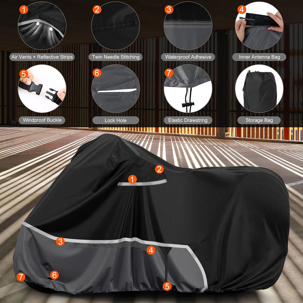 Waterproof Motorcycle Cover Replace for Kawasaki Ninja 400 500 650 Z900 Zx6r Street Without Trunk Model, 420D Oxford Cloth Motorcycle Cover for Snow Rain Dust Protection