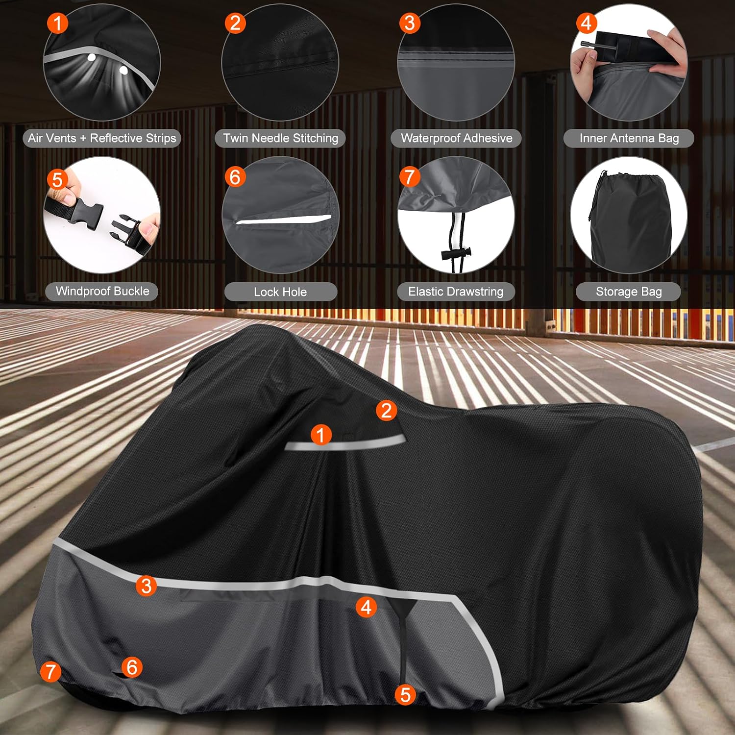 Waterproof Motorcycle Cover Replace for Kawasaki Ninja 400 500 650 Z900 Zx6r Street Without Trunk Model, 420D Oxford Cloth Motorcycle Cover for Snow Rain Dust Protection