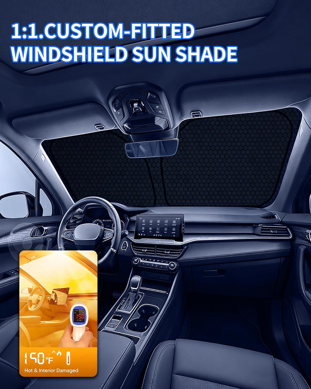 GX400 GX460 GX470 Customized Windshield Sun Shade for 2002-2023 2024 GX460 Front Window Sunshade Visor Protector Foldable Blocks UV Rays Keep Car Cooler Accessories