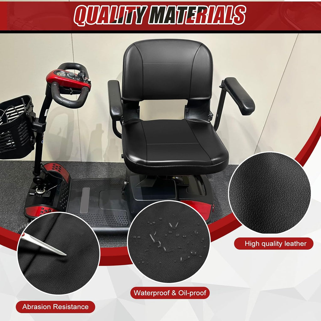 Mobility Scooter Seat Cover Replacement for Pride Go-Go Elite Traveller, Durable PU Leather, Waterproof, Soft, Scratch Resistant, Easy Install