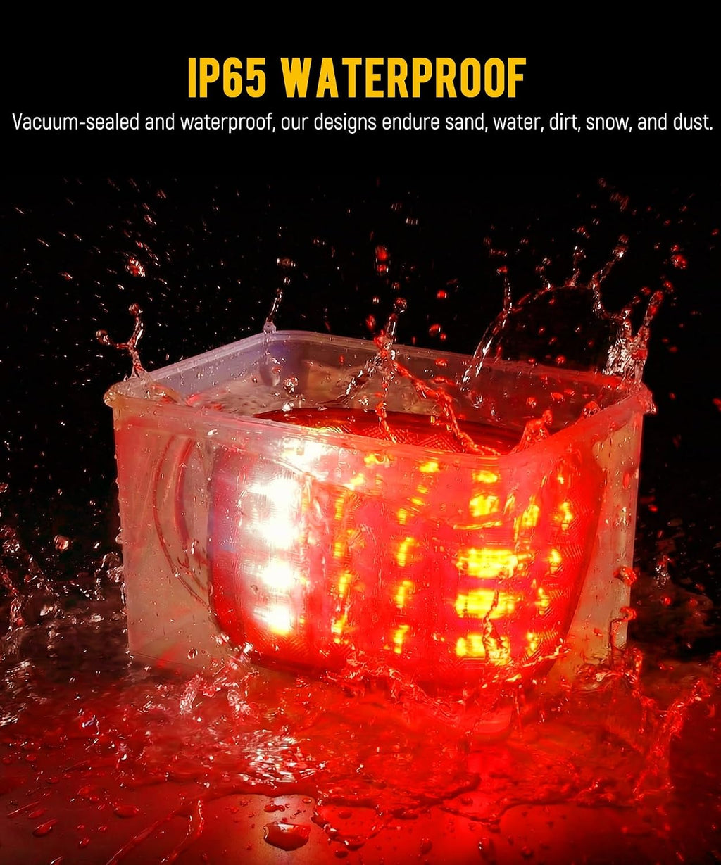 Partsam 2x Universal 16 LED Stop Tail Turn Signal Backup Reverse Brake Clearance Marker Lights Lamps Red/White Replacement for Jeep YJ JK CJ Truck Trailer Waterproof 12V