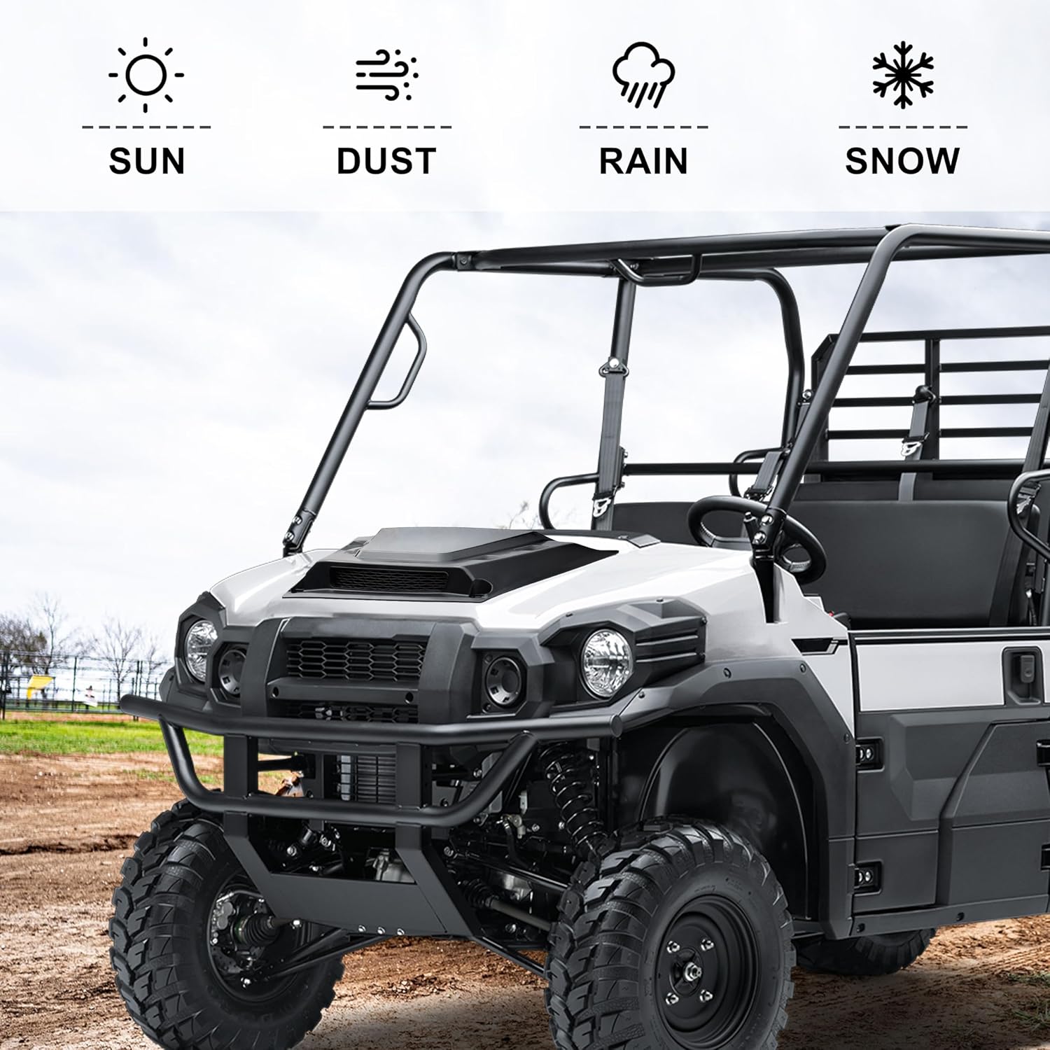 Hood Scoop for Kawasaki Mule Pro 2015+, Front Hood Cover with Mesh Grille Air Intake Kit for Kawasaki Mule Pro FXT DXT DX FX 2015-2025 Accessories
