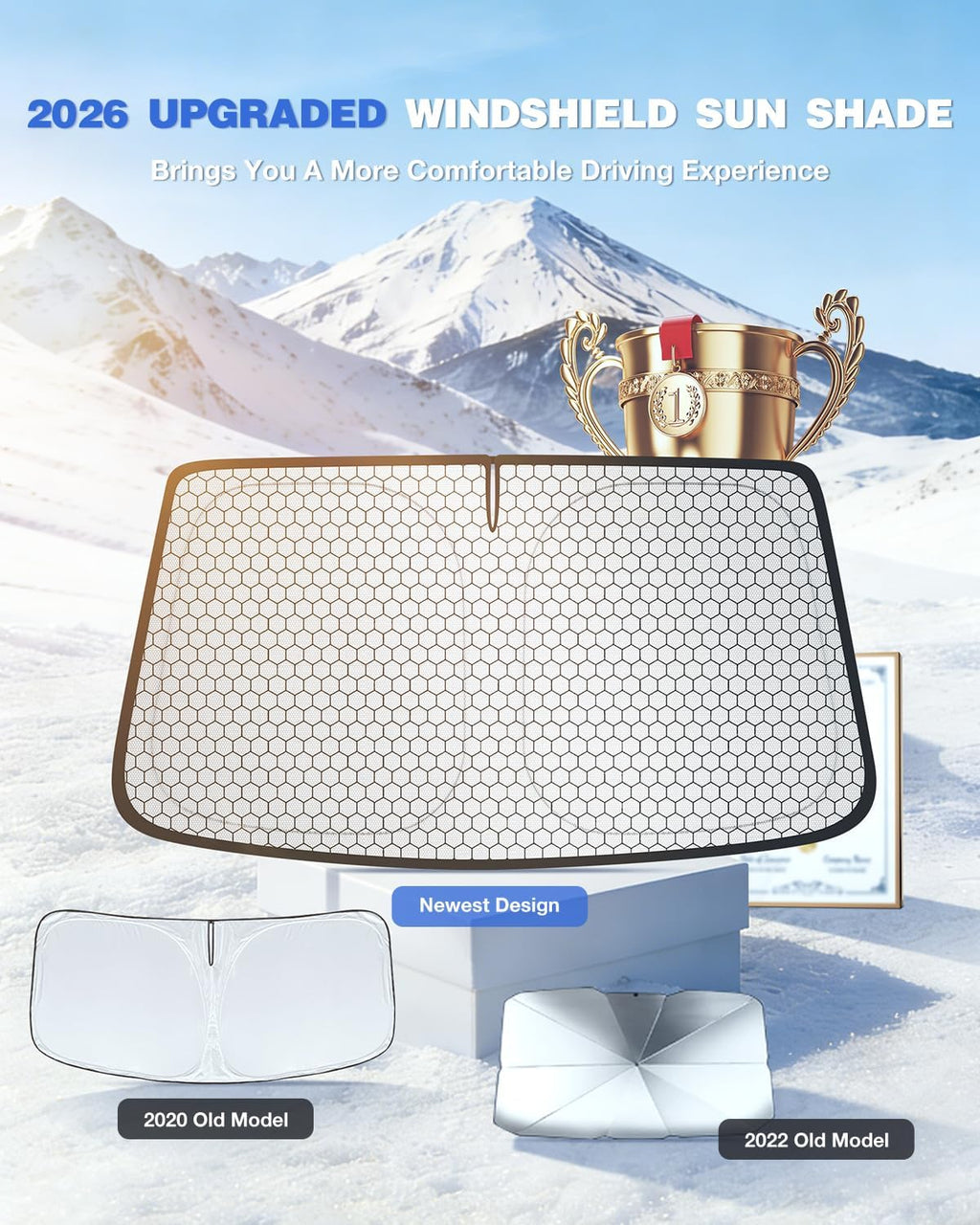Custom Fit Windshield Sun Shade for Chevrolet Silverado & GMC Sierra 1500/2500/3500 (2019–2026), Edge-to-Edge No-Gap Fit, Blocks Heat & UV, Step Into a Cooler Truck