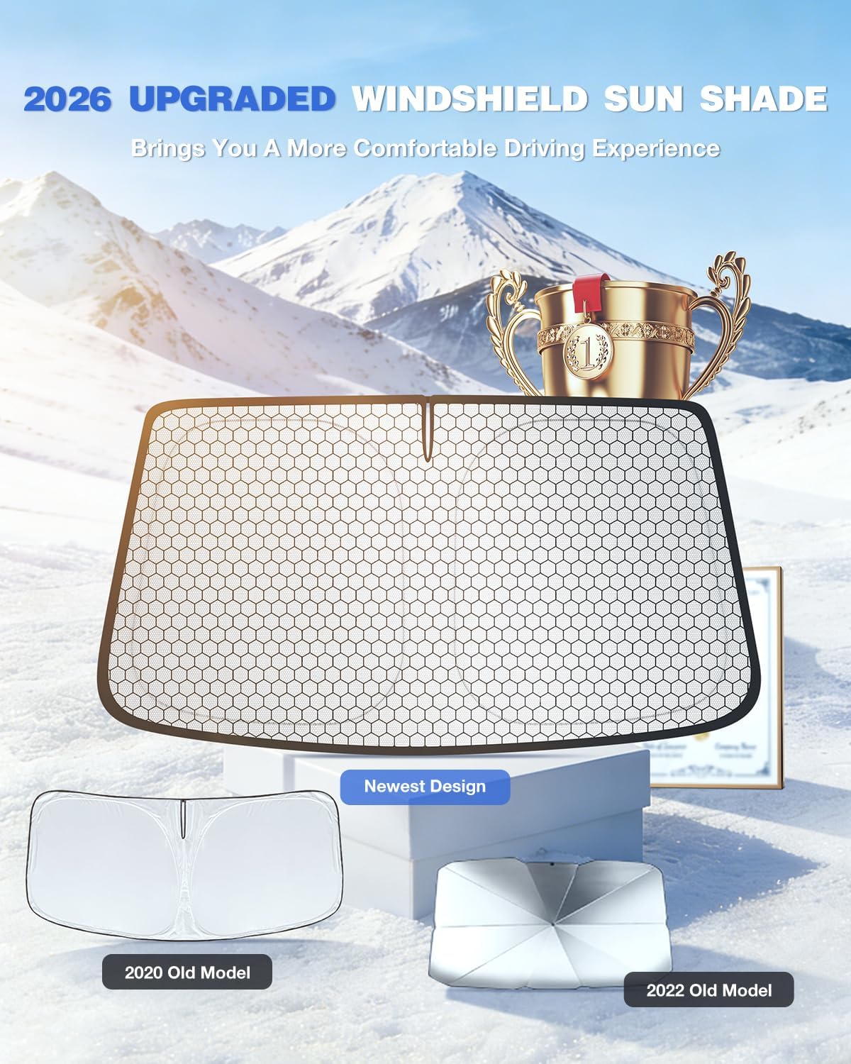 Custom Fit Windshield Sun Shade for Chevrolet Silverado & GMC Sierra 1500/2500/3500 (2019–2026), Edge-to-Edge No-Gap Fit, Blocks Heat & UV, Step Into a Cooler Truck