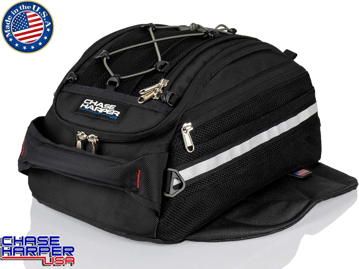 Chase Harper USA 540 Magnetic Tank Bag - Water-Resistant, Tear-Resistant, Industrial Grade Ballistic Nylon with Anti-Scratch Rubberized Bottom, Neodymium Magnets within Magnetic Wings – Black