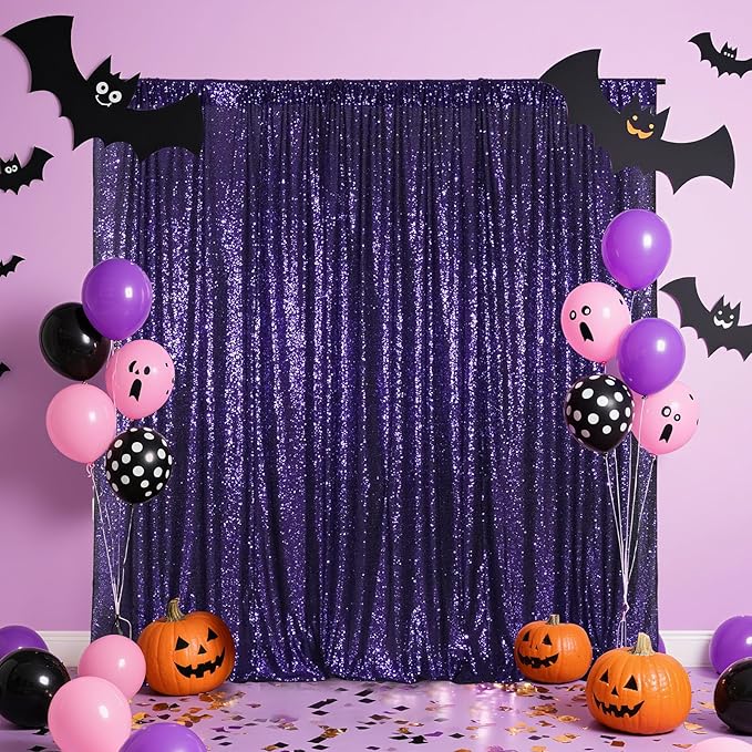 Poise3EHome Purple Sequin Backdrop, 6Ft x 8Ft Glitter Photography Background ...