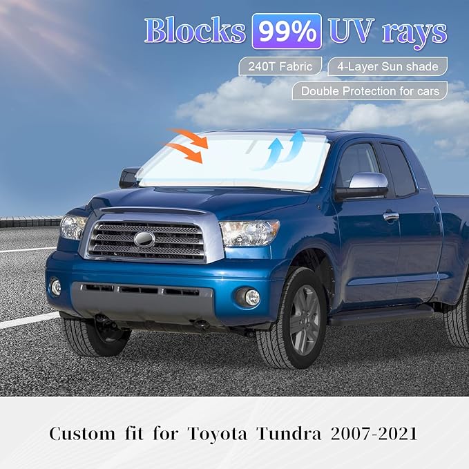 Sun Shade Sunshade for Toyota Tundra Windshield Cover, 4-Layer Front Window - Image 2