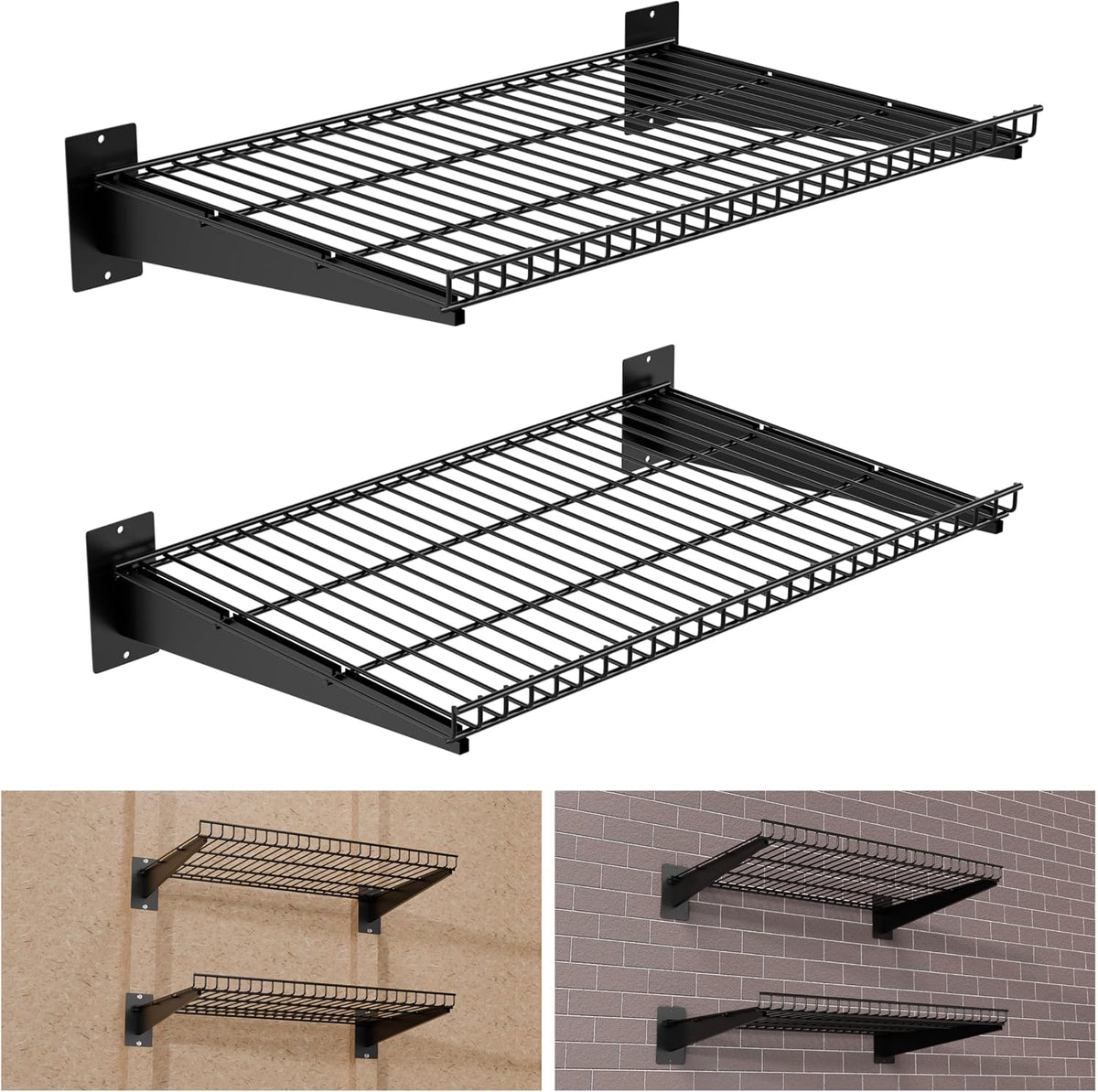 garage wall shelving 24"x16.5" 2-pack, wall mounted shelves, main product view