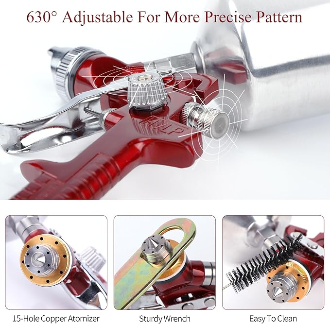 HVLP Spray Paint Gun, Automotive Gravity Feed Paint Gun Kit - Image 6
