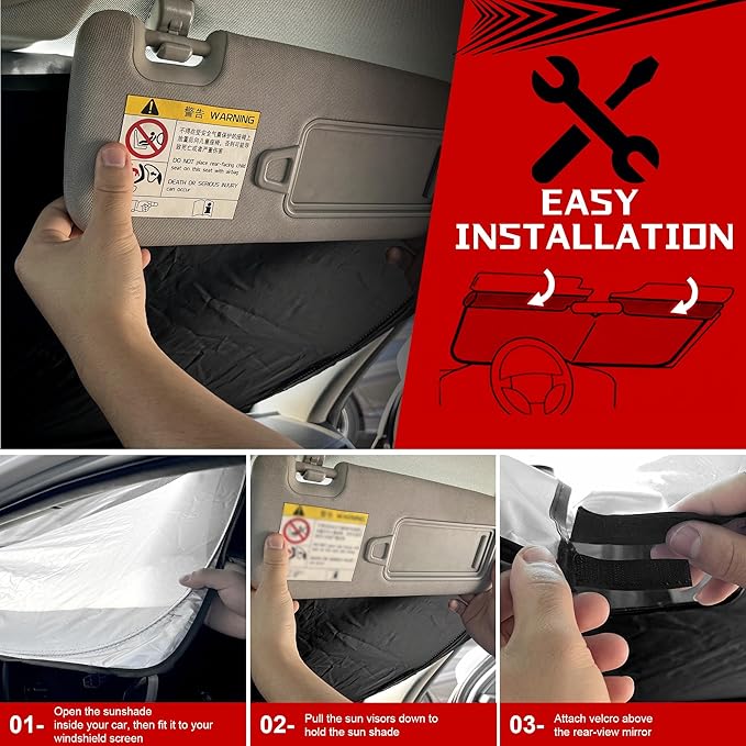 Windshield Sun Shade for 2020-2024 Mer-cedes-Benz GLE 350 Foldable Sun Sunshade - Image 6