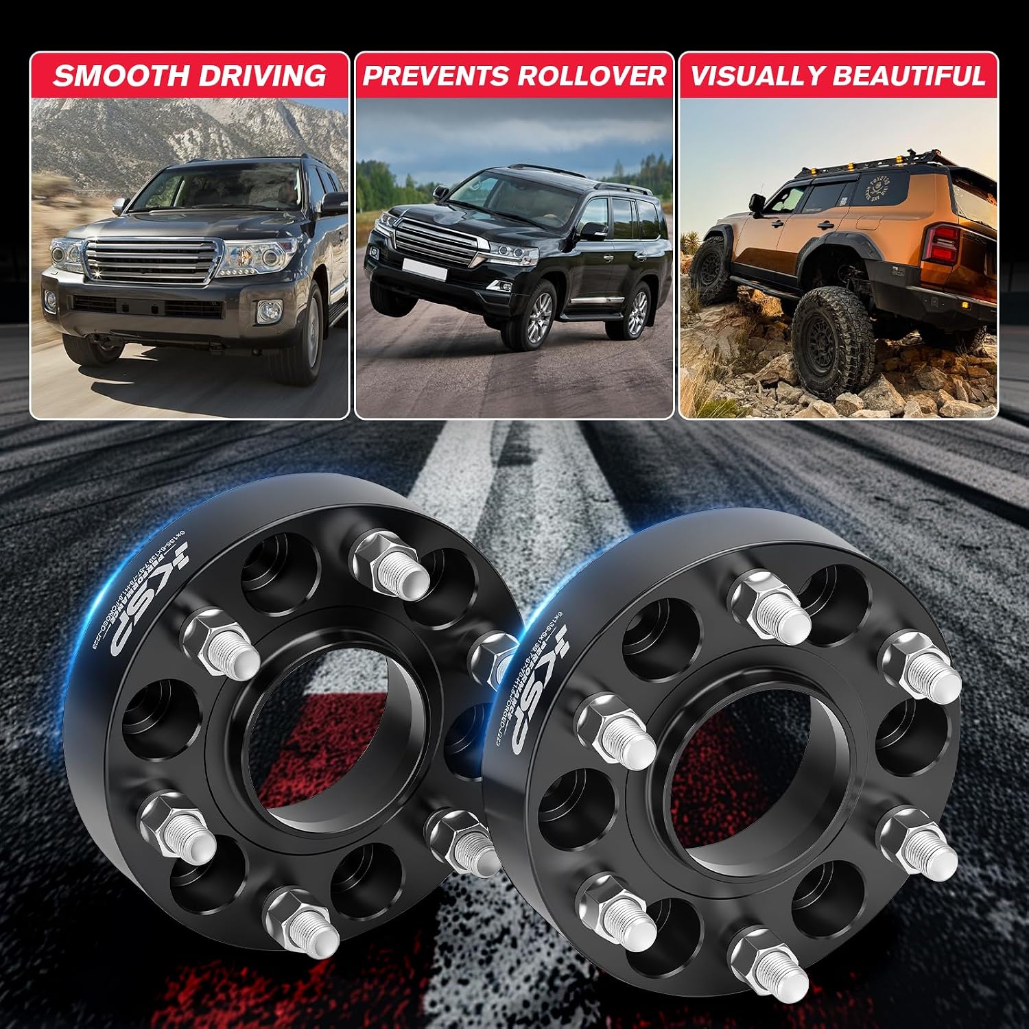 KSP 6X135 to 6x5.5 Conversion Spacer, Change Bolt Pattern Wheel Adapter fit Silverado Ram Wheel Install on F150 Vehicle with 87.1mm Hub Bore, Front and back are widen by 3in (each 1.5")14x1.5 Stud