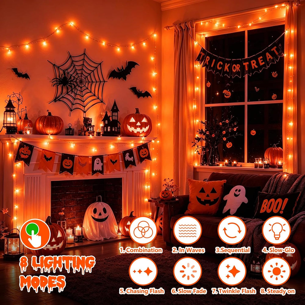QITONG Halloween String Lights Outdoor Waterproof, 165ft 500 LED Orange led L...