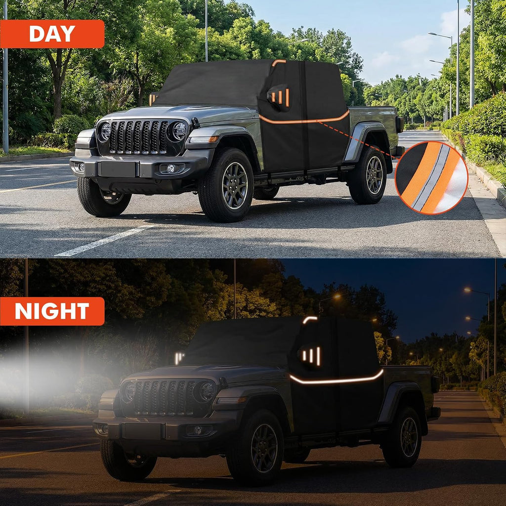 Cab Cover for Jeep Gladiator JT 2019-2026 - All Weather Waterproof Gladiator Half Car Cover, Outdoor Jeep Cab Cover Rain Covers with Door Zipper Windproof Straps for Sun Snow UV Protection