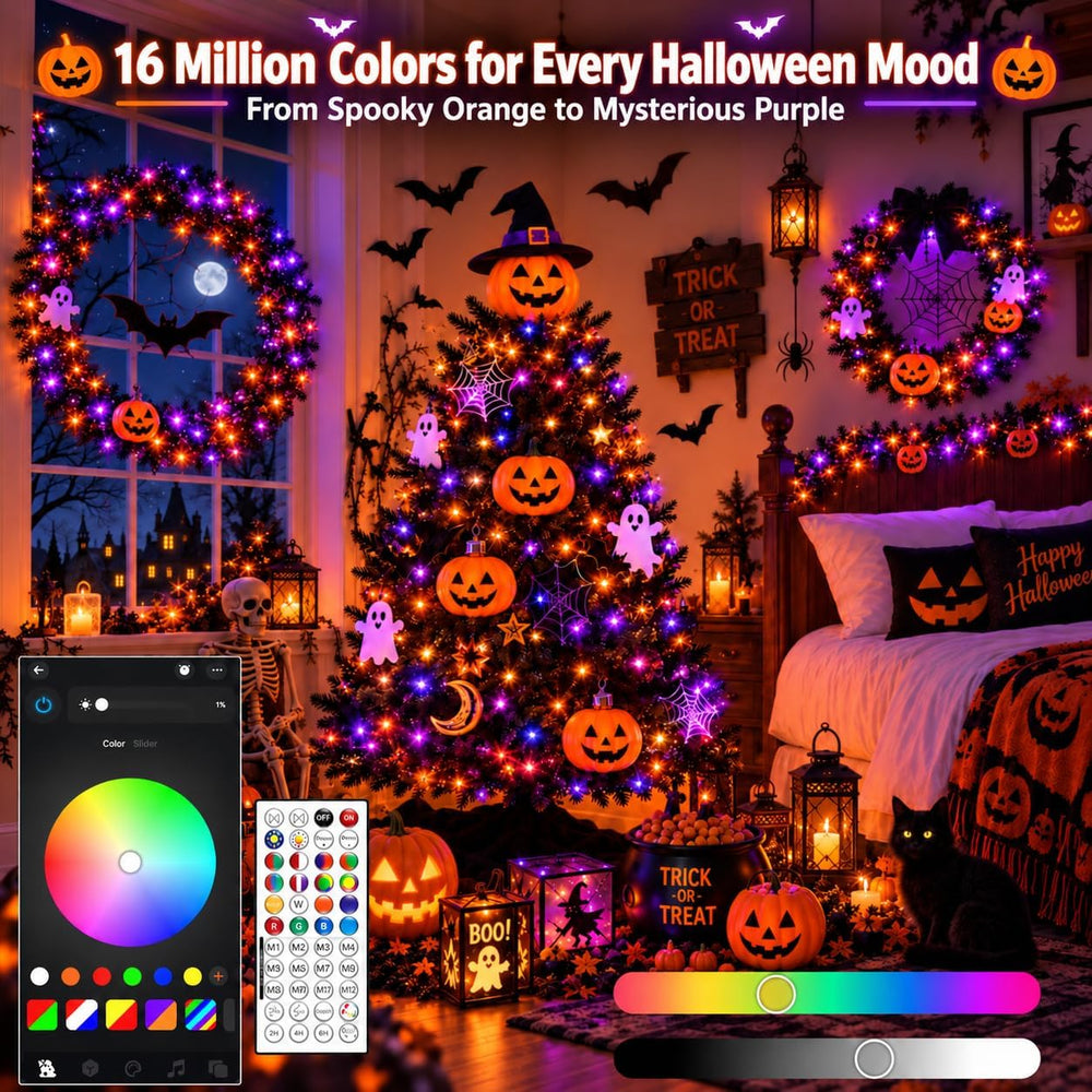 240LED 92FT Smart Color Changing Halloween String Lights RGB App & Remote
