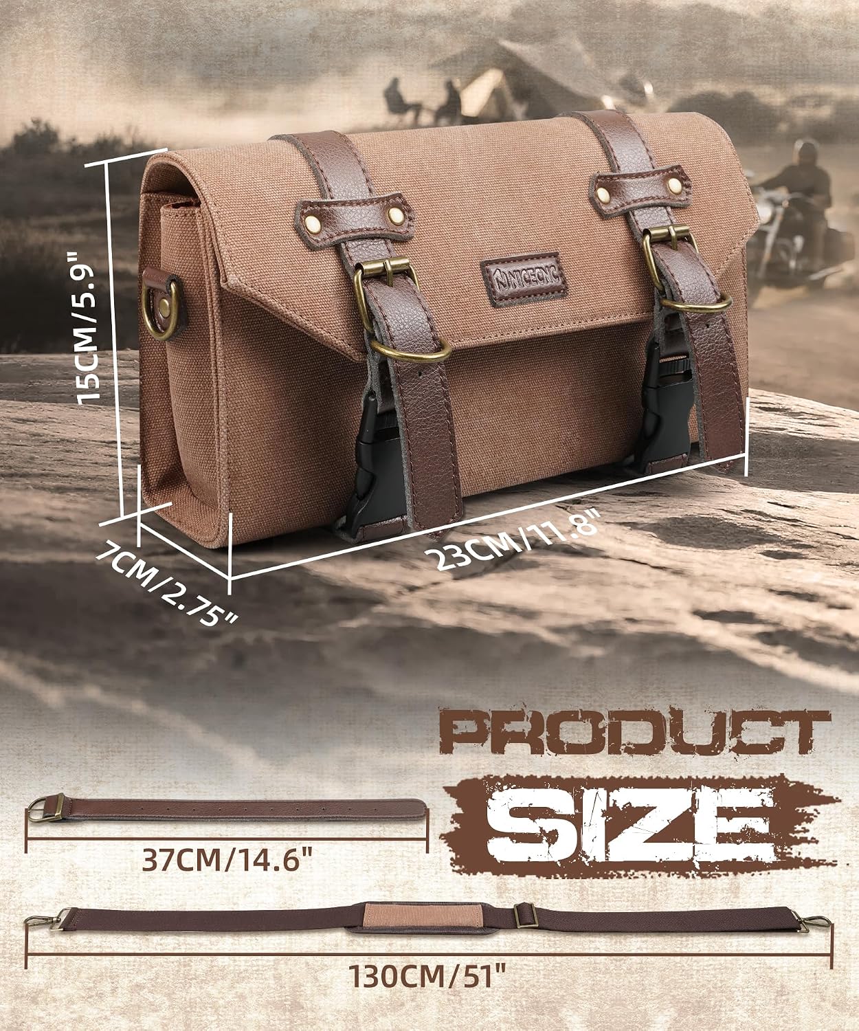 NICECNC Motorcycle Handlebar Bag Universal Canvas Motorcycle Tool Bag for Front Fork Sissy Bar Storage Pouch Dyna Softail Sportster Scooter