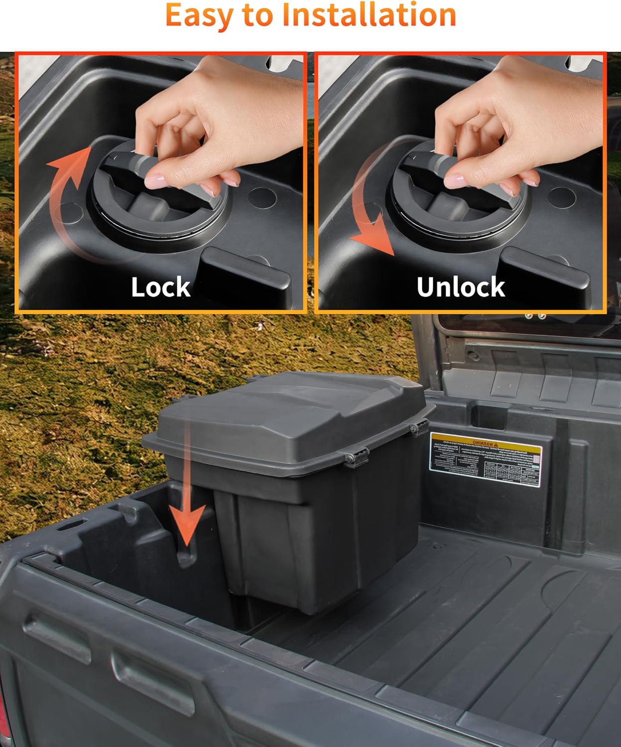 Removable Cargo Storage Box for Can Am Defender HD5 HD7 HD8 HD9 HD10 Max/Commander Accessories, Double Layer Rear Cargo Box Bed Trunk Storage Bin