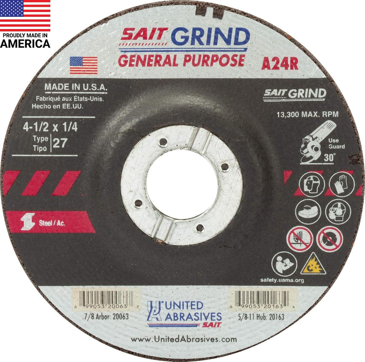 united abrasives-sait 20063 a24r general purpose/long life grinding, main product view