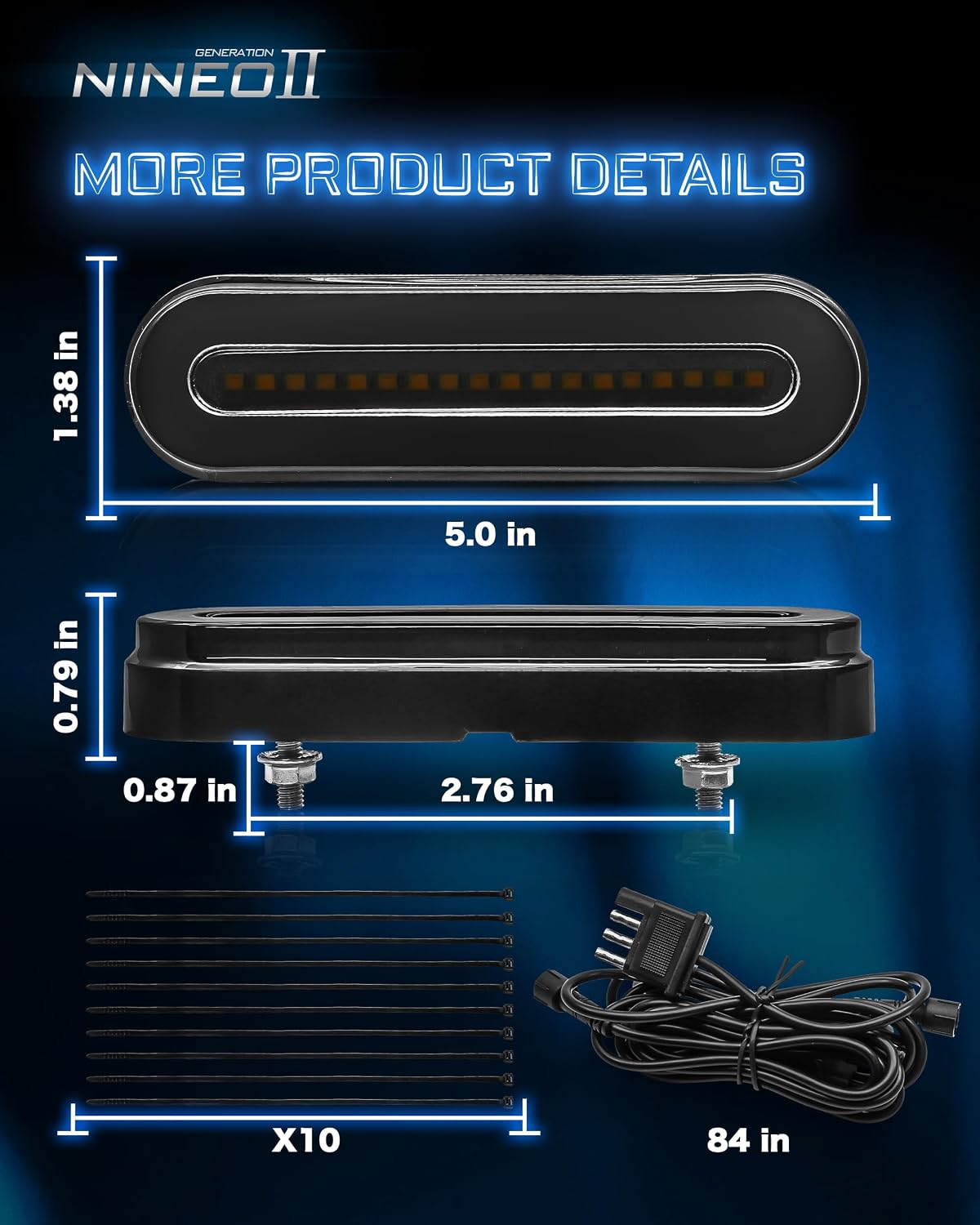 NINEO LED Trailer Light Kit, Hitch Cargo Carrier Stop Brake Turn Signals, 5-inches Red+Yellow Oval Light Kit W/4 Pin Harness Suitable for Luggage Rack Trailer Rack, Pack of 2
