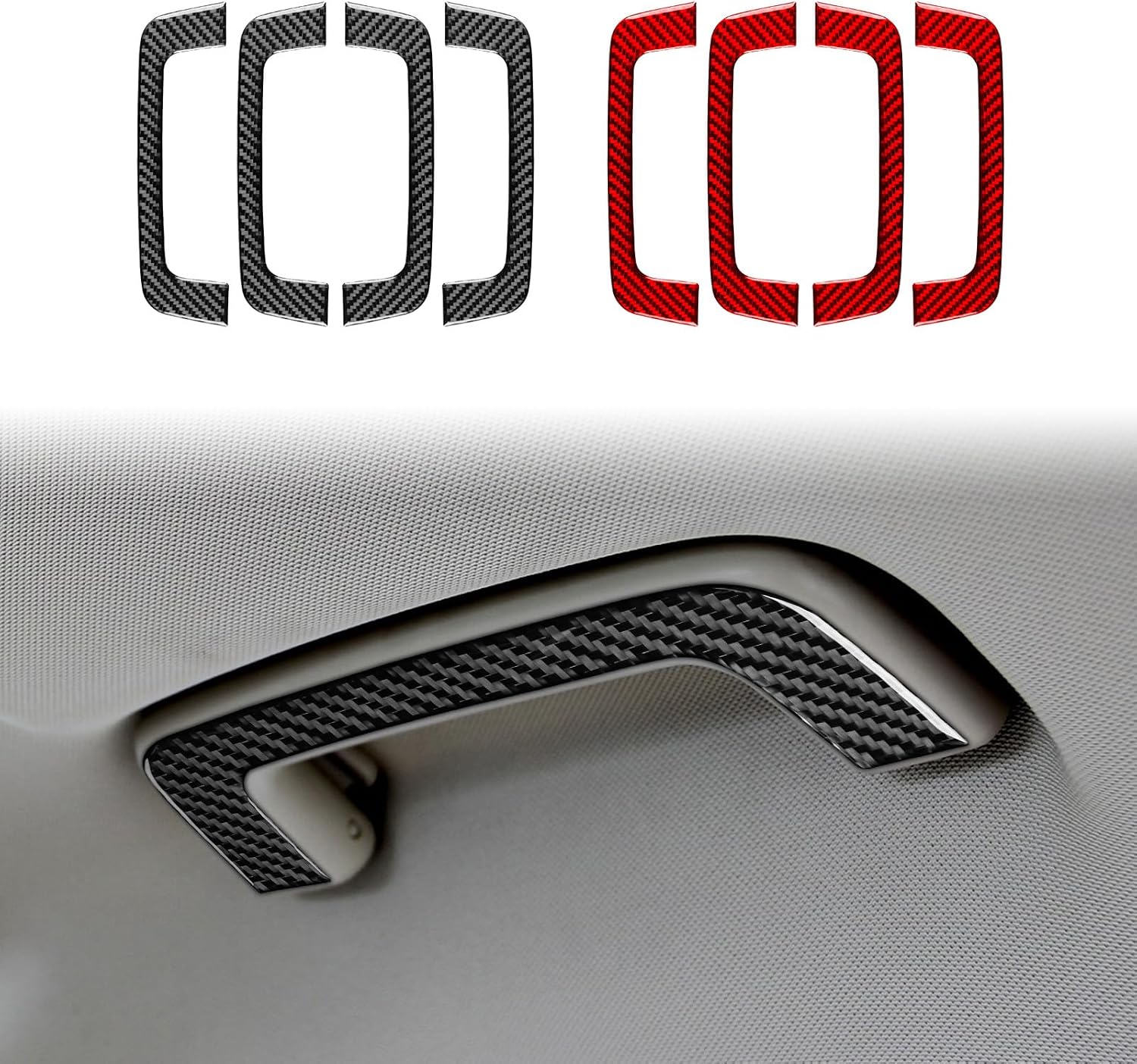 Black Real Carbon Fiber Car Roof Side Grab Handle Panel Trim Sticker Compatible with Ford Fusion S SE Titanium 2013-2021/Ford Mondeo 2014-2022 Auto Interior Accessories
