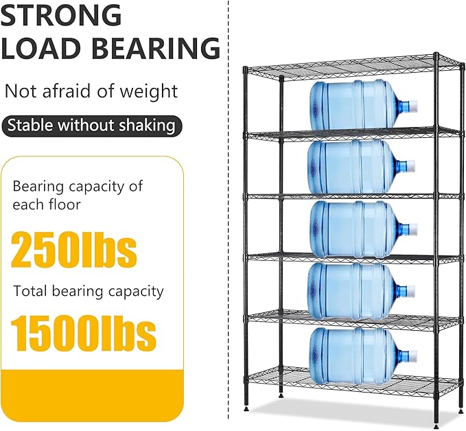 16''Lx42''Wx72''H 6 Shelf Wire Shelving Unit Heavy Duty Metal Storage Shelves - Image 4