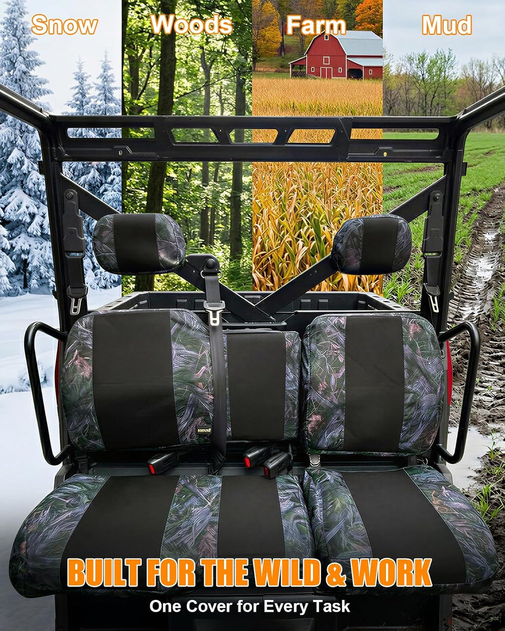MDPROMCP Ranger XP 1000 Seat Covers, Split Back UTV Seat Covers Compatible with 2018 2019 2020 2021 2022 2023 2024 2025 2026 Polaris Ranger XP 1000, 2020 2021 2022 Ranger 1000 Camouflage