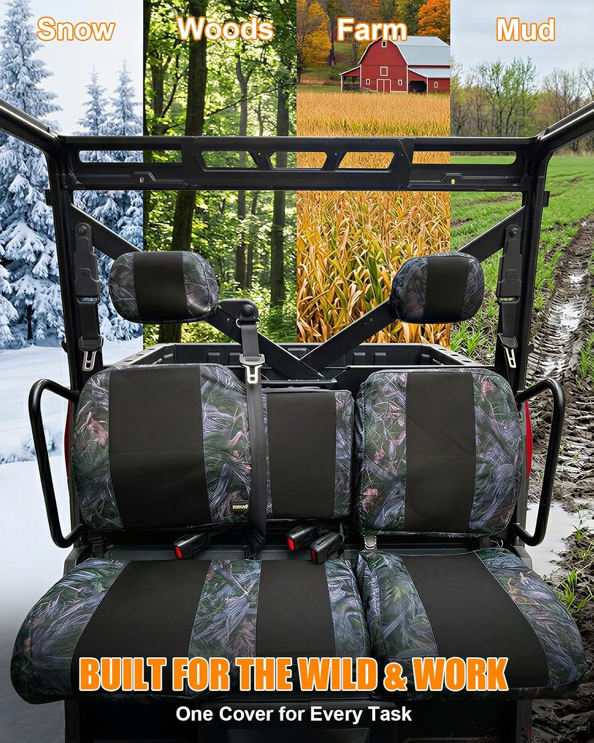 MDPROMCP Ranger XP 1000 Seat Covers, Split Back UTV Seat Covers Compatible with 2018 2019 2020 2021 2022 2023 2024 2025 2026 Polaris Ranger XP 1000, 2020 2021 2022 Ranger 1000 Camouflage
