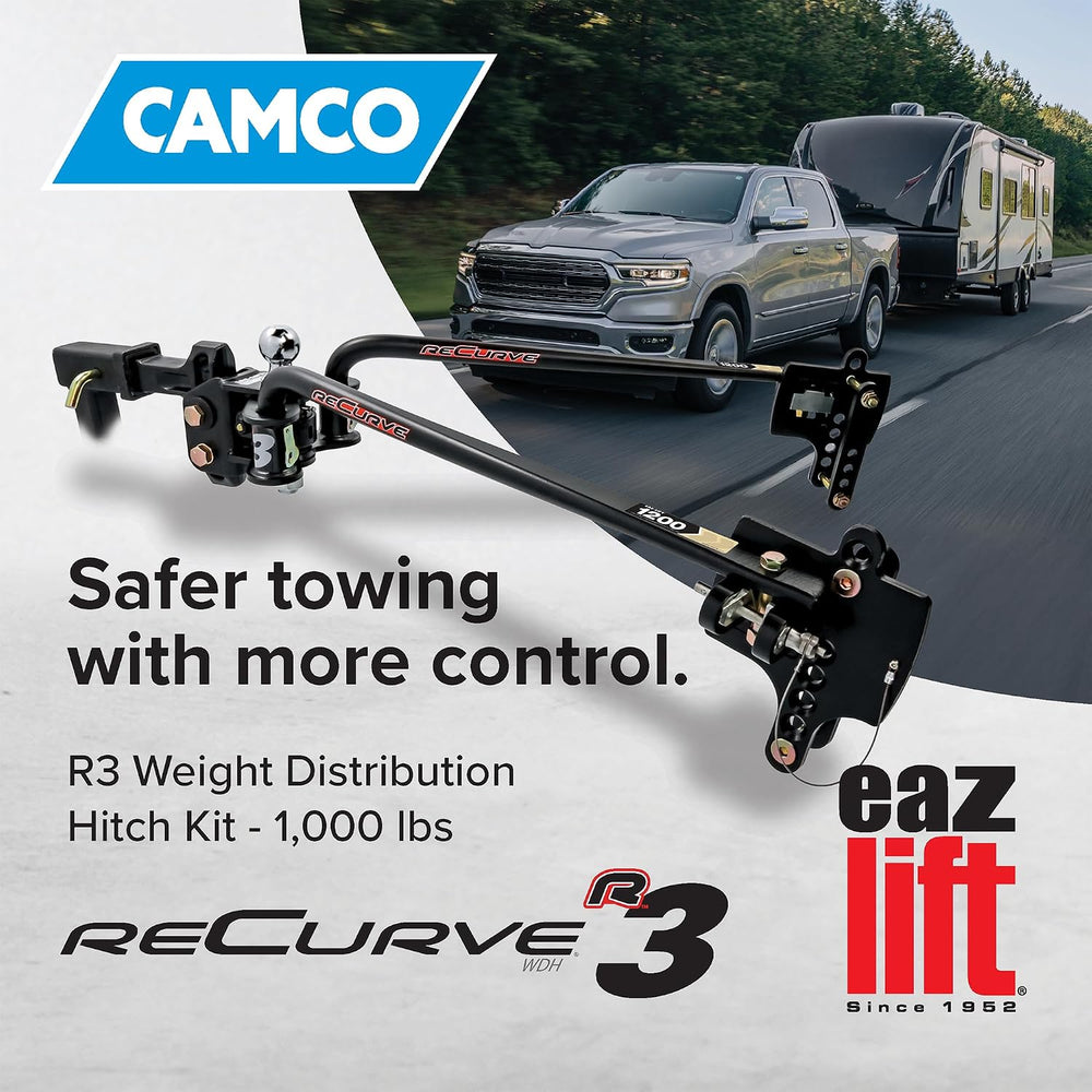 Camco Eaz-Lift ReCurve R3 Weight Distribution Hitch, 1000 lb Kit with 2 5/16″...