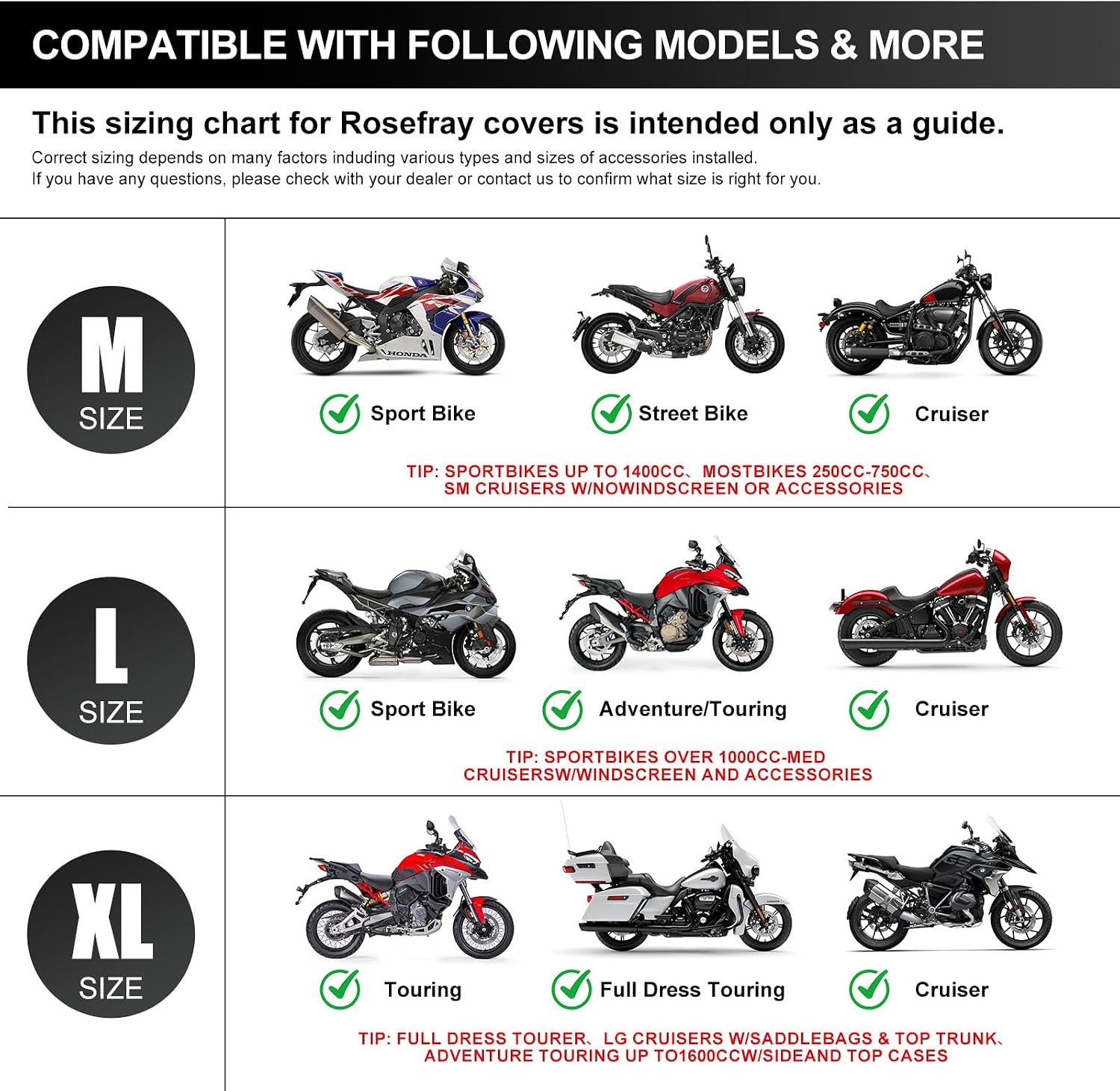 420D Motorcycle Half Cover-Outdoor Waterproof All Weather Protection Lightweight Half Cover,Black XL Size for Most Touring Models Harley Davidson,Honda Goldwing,Road King Street Glide