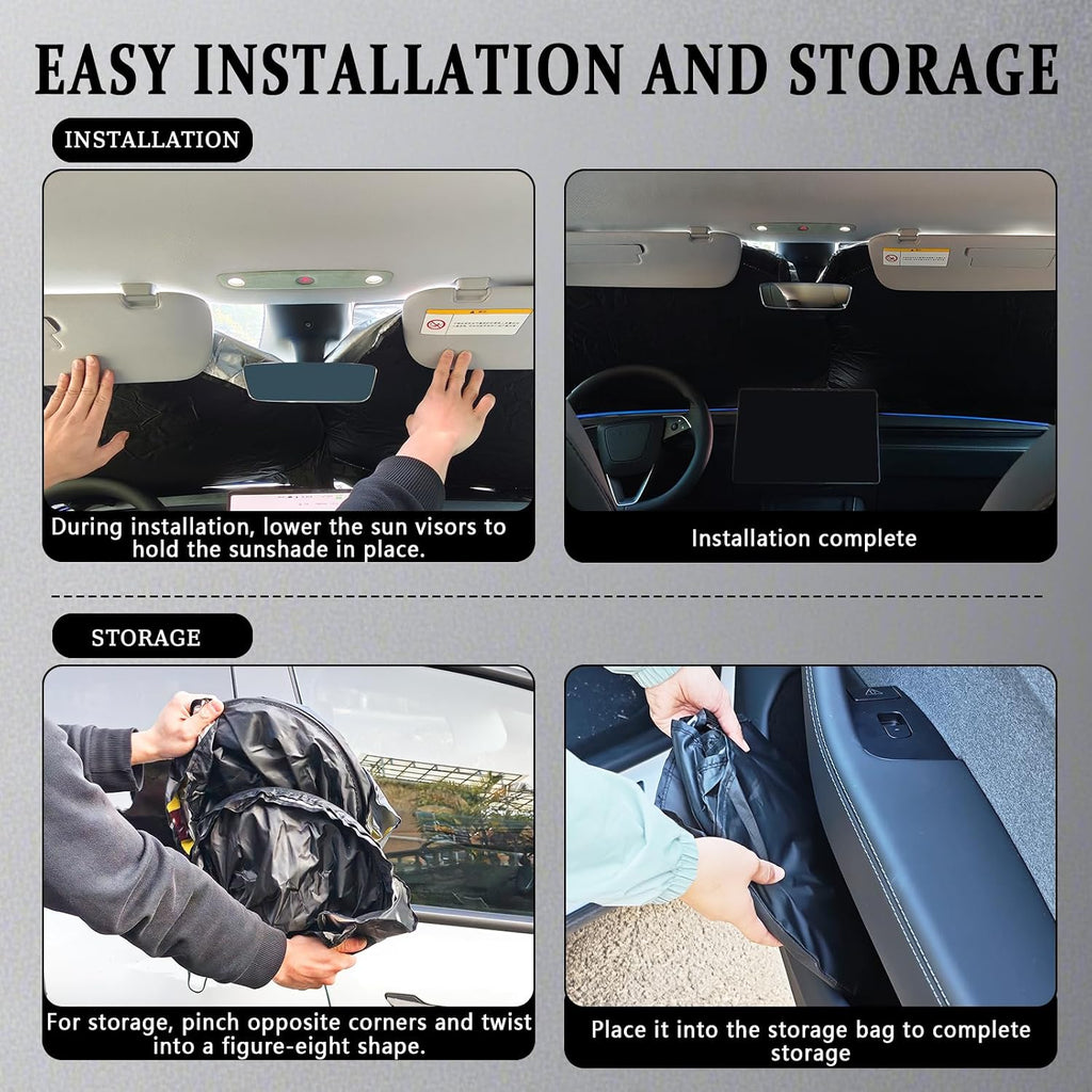 Universal Fit Car Windshield Shade,Car Windshield Sun Shade with Double-Sided Fabric,Foldable Sunshade Windshield 33"*64.5"