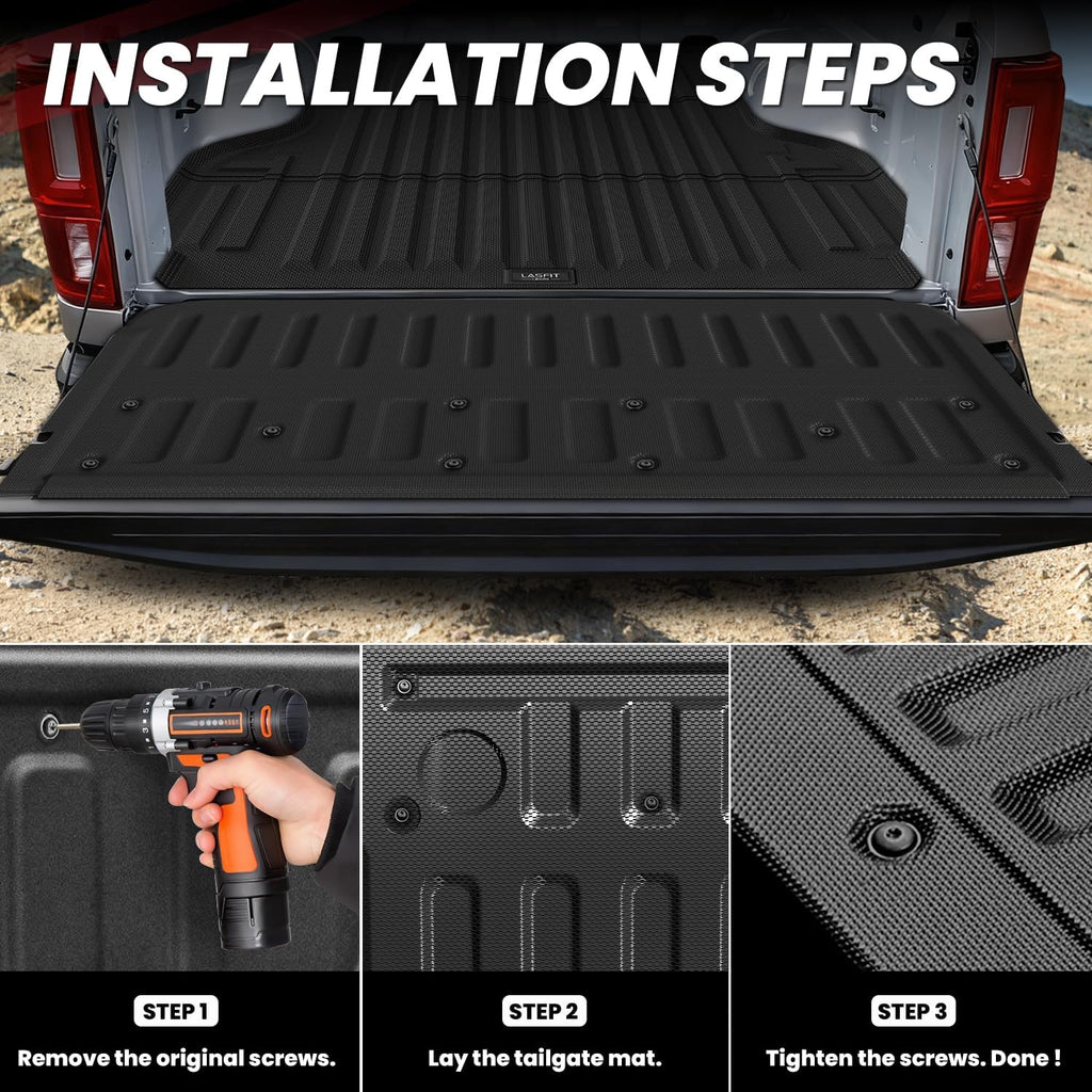 LASFIT Tailgate Mat for Ford Ranger 2023 2022 2021 2020 2019 Truck Tailgate Liner All Weather Protector TPE Easy Clean Tailgate Cover