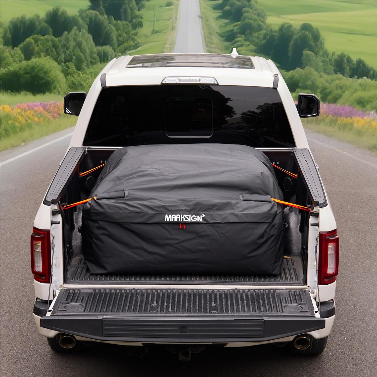 Truck Bed Cargo Bag, 26 Cubic Feet 100% Waterproof Cargo Bag for Truck Bed, Heavy Duty Pickup Storage Bag Fits Any Truck Size with Built-in 4 Tie Down Straps, Packing Bag (51''x40''x22'')
