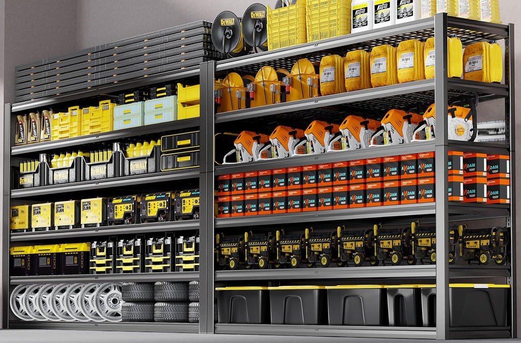 65" W Garage Shelving Heavy Duty, 6 Tier Garage Shelves, Adjustable Storage