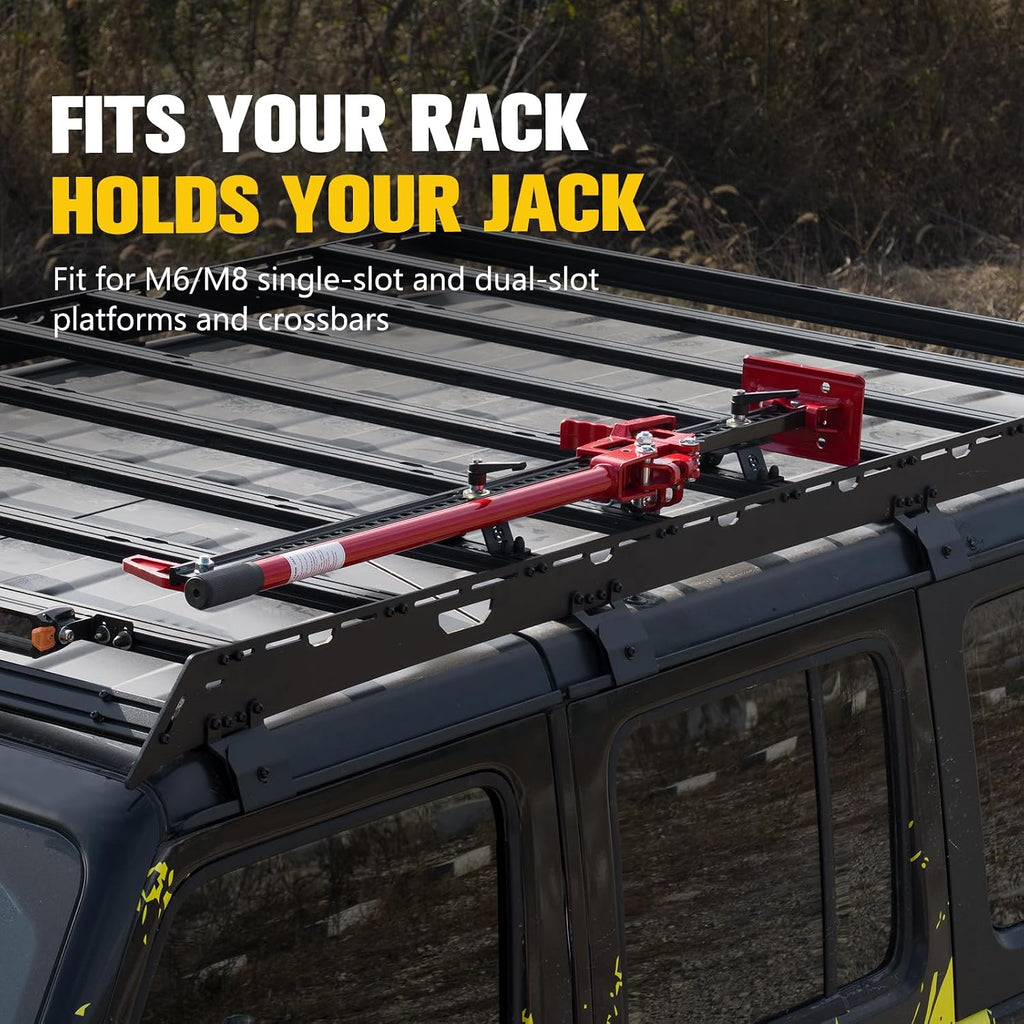 BUNKER INDUST Farm Jack Mount for Roof Rack, 2 Pcs High Lift Jack Mounting Brackets Works with M6/M8 Slots and Most Standard Farm Jacks