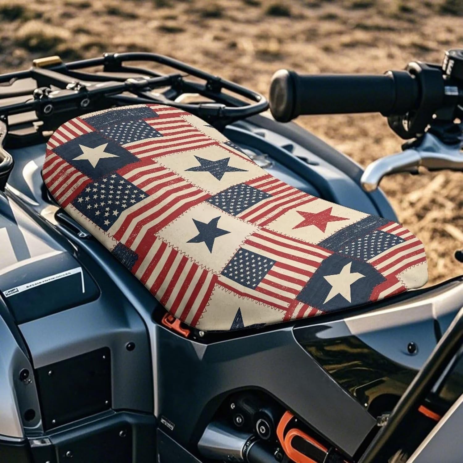 Vintage American Flag ATV Seat Cover Four Wheeler Seat Cover Patriotic Flag Waterproof Universal ATV Accessories 1776-2026 Compatible with Most ATV Seats