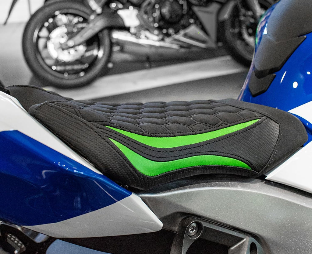 Motorcycle Driver Seat Pad for Ninja ZX-10R ZX-10RR 2021-2025 Front Rider Cushion Pressure Relief Saddle, Front-Green