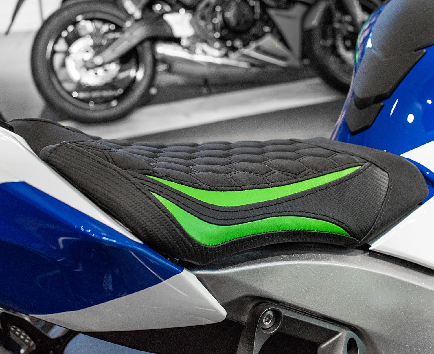 Motorcycle Driver Seat Pad for Ninja ZX-10R ZX-10RR 2021-2025 Front Rider Cushion Pressure Relief Saddle, Front-Green