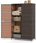 tangkula rattan outdoor storage cabinet with 2 adjustable, main product view