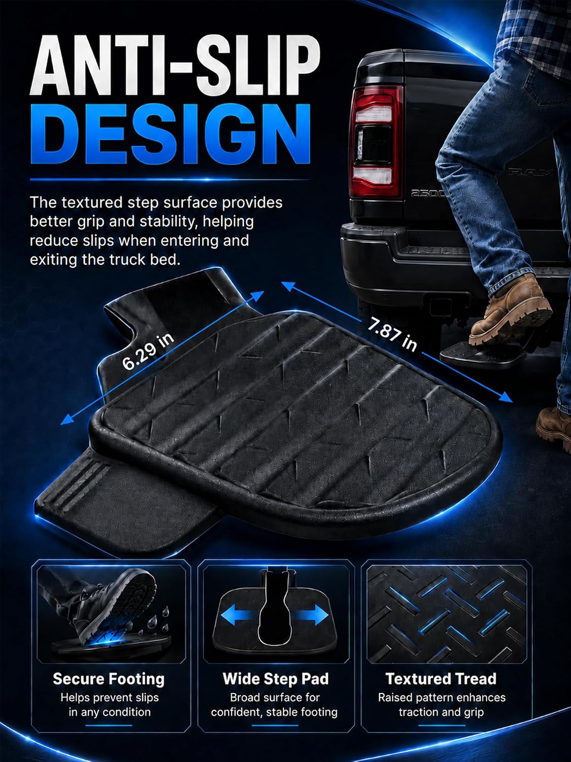 Rear Bed Step Truck Retractable Tailgate Bumper Step Fit for Dodge Ram 2500 3500 2019 2020 2021 2022 2023 2024 2025 2026 Replaces 82215842AG 82215842AH 82215842AD 82215842AE 82215842AF