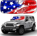 Shade Heat Shield for Jeep Wrangler Windshield Sun Shade,Art USA Flag Sunshade Compatible with Jeep Wrangler Tj Jk Jl Jku Jlu &Gladiator Jt Foldable Windshield Sun Visor Blocks UV Rays 1997-2025