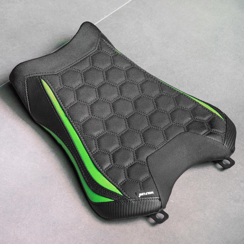 Motorcycle Driver Seat Pad for Ninja ZX-10R ZX-10RR 2021-2025 Front Rider Cushion Pressure Relief Saddle, Front-Green
