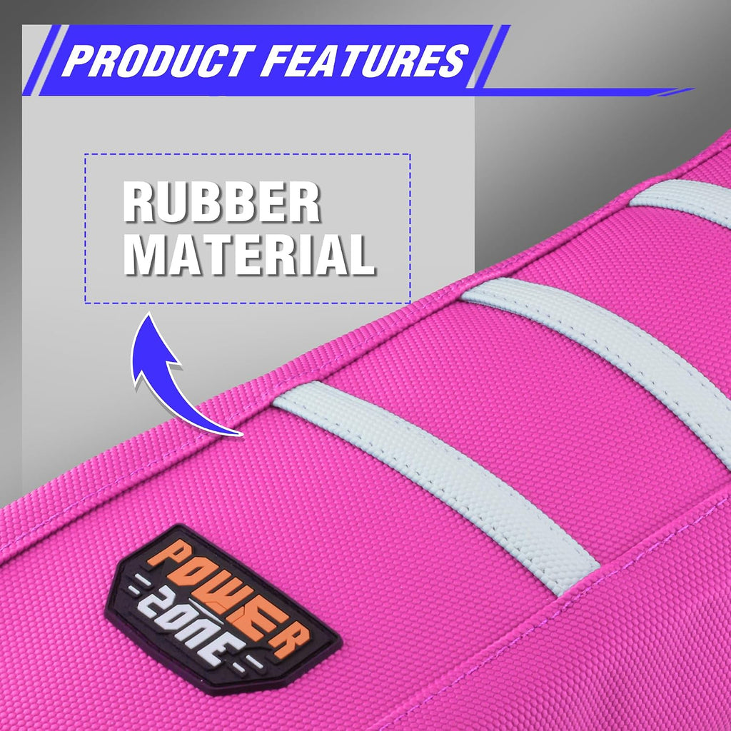 Dirt Bike Seat Cover - White Stripe Universial Seat Cover for Dirt Bike - Motorcycle Motorcross Enduro Seat Covers (Pink)
