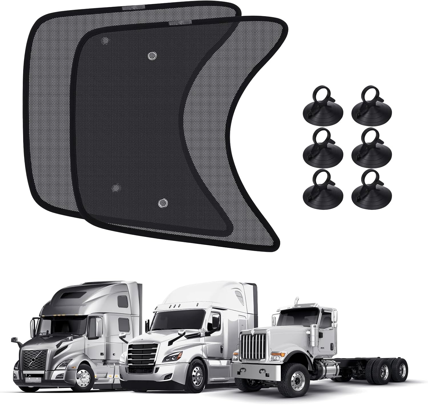 KUST 2PCS 23''*21.6'' Side Window Shades for Semi Truck/Heavy Duty Truck - Freightliner Cascadia, Volvo, Mack, Kenworth, Peterbilt, International LT, Western Star - Mesh Shade - Truck Accessories