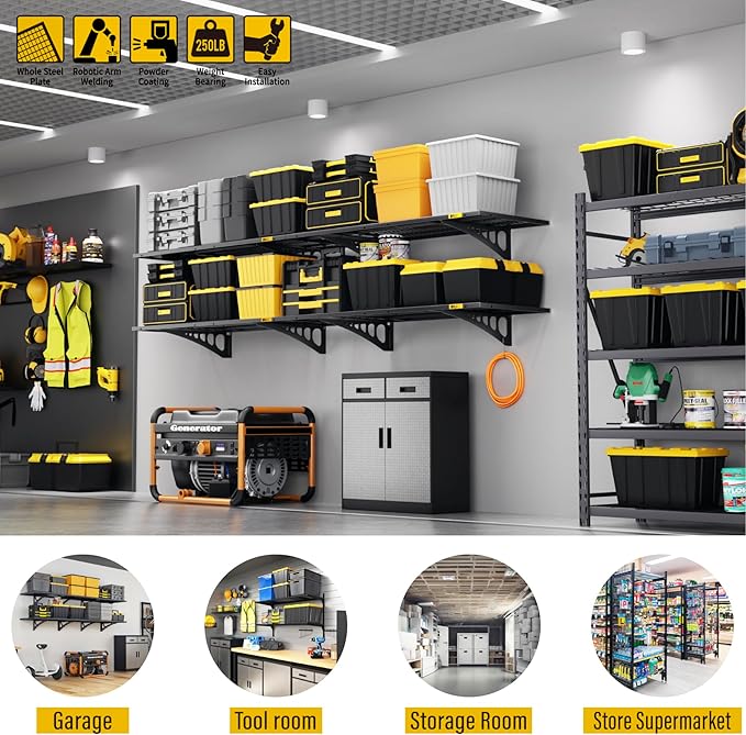 1.64x4ft Adjustable Rail Wall Garage Storage Shelf, - Image 4