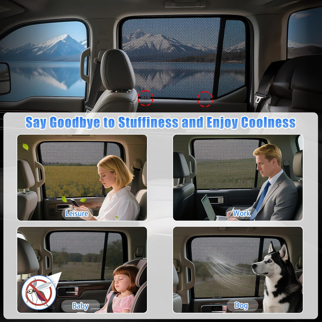 ZATOOTO Car Window Shades Crosstrek 2024-2026 for Rear Window 2Pack car Shades for Back Windows Baby & Pet | Blocks 99% UV Rays & Heat | Breathable Mesh for Privacy & Bug Protection | Camping & Trave