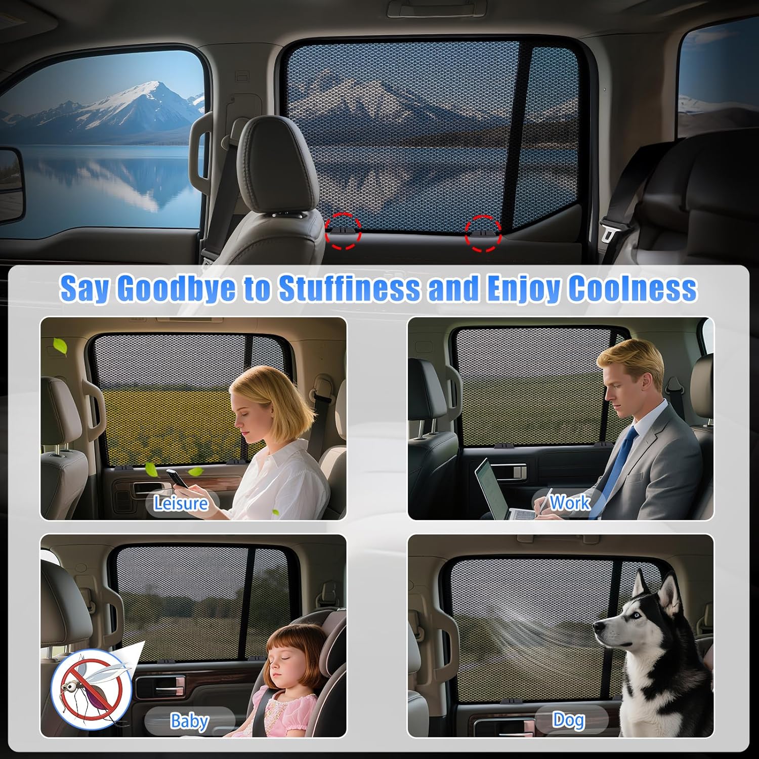 ZATOOTO Car Window Shades Crosstrek 2024-2026 for Rear Window 2Pack car Shades for Back Windows Baby & Pet | Blocks 99% UV Rays & Heat | Breathable Mesh for Privacy & Bug Protection | Camping & Trave