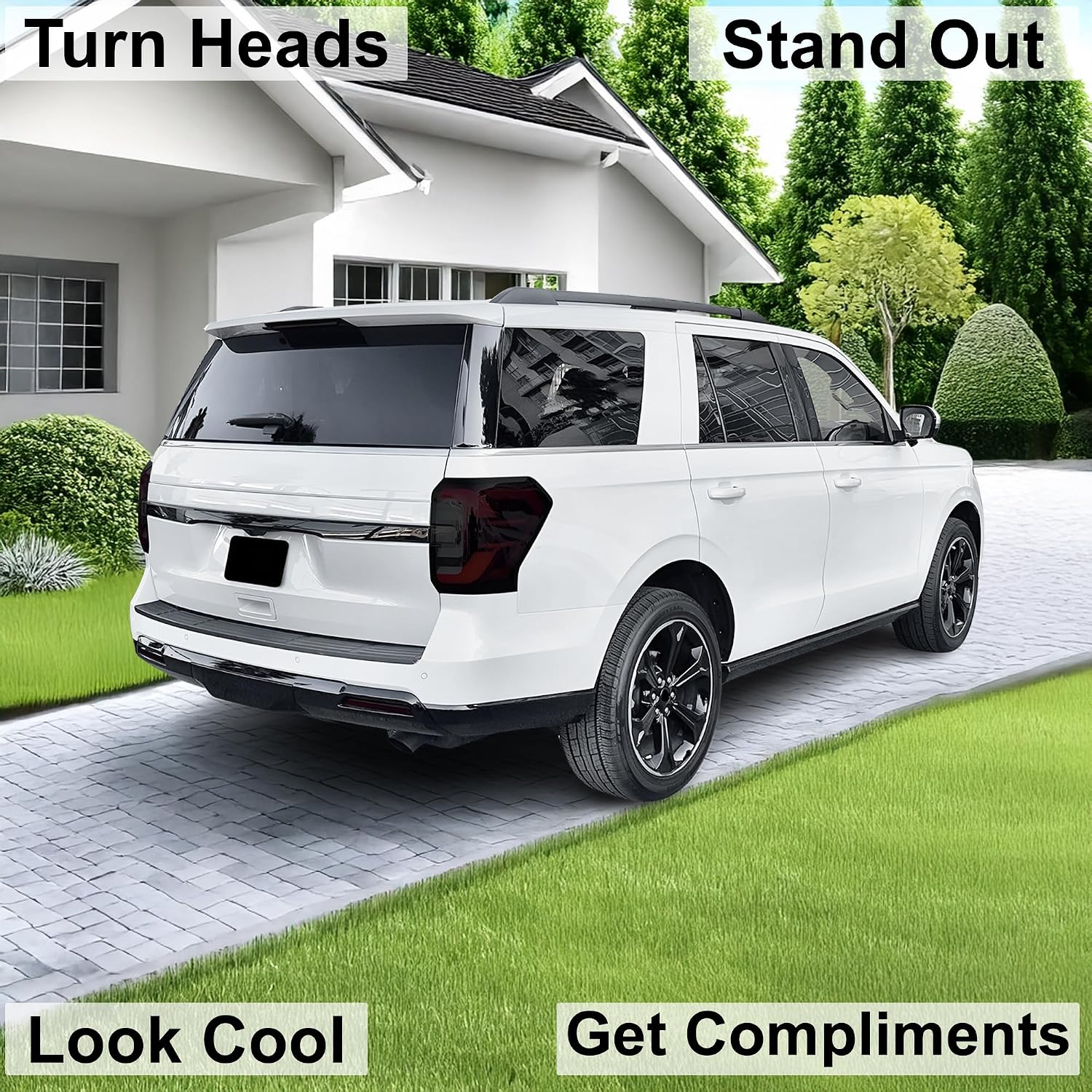 BOGAR TECH DESIGNS Rear Taillight Tint Kit PPF Overlay Compatible with Ford Expedition (Max) XLT/XL 2022-2024, Dark Smoke