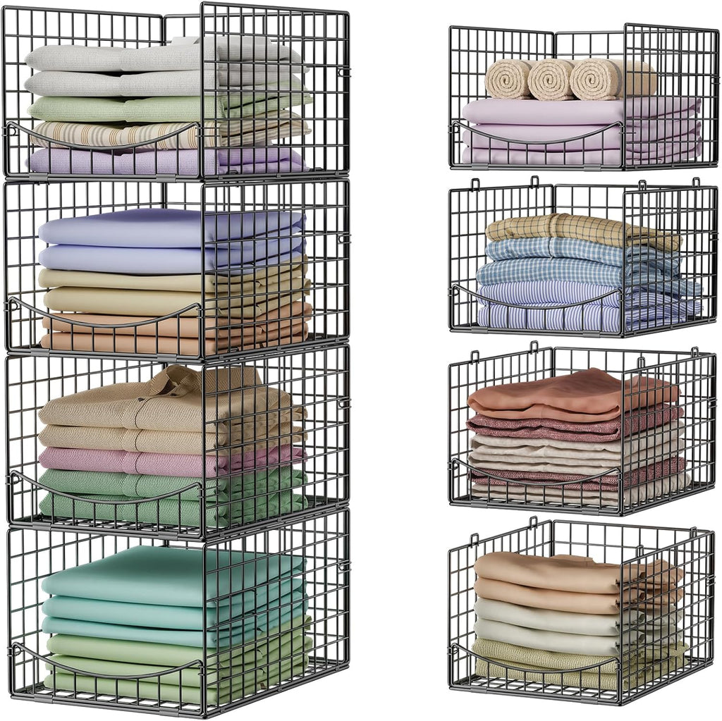 hongtamoya 4-tier stackable closet organizers and storage shelves, main product view