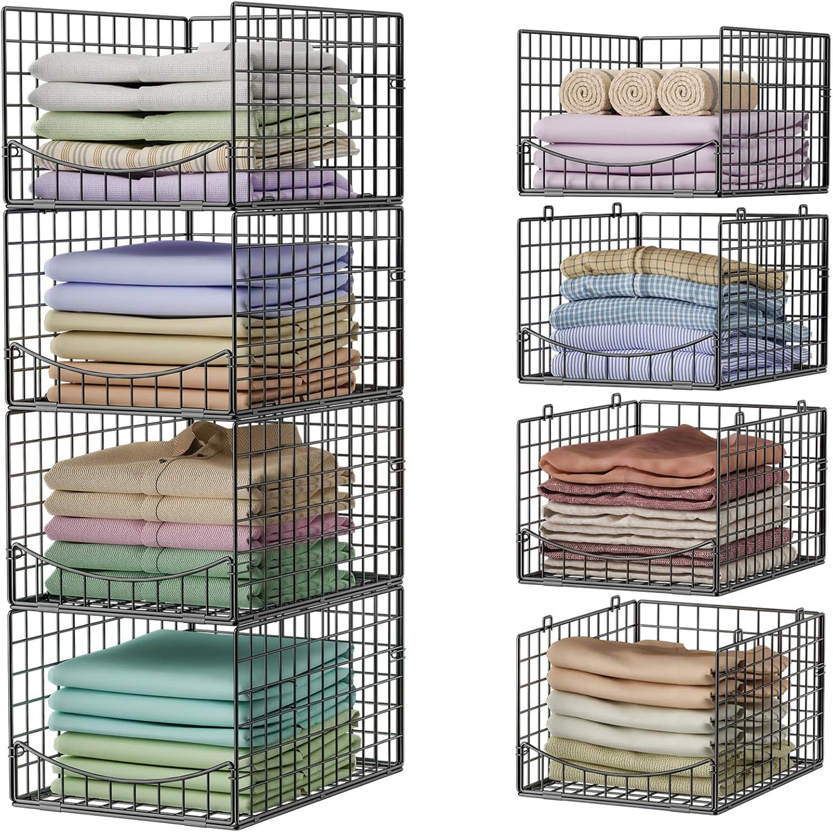 hongtamoya 4-tier stackable closet organizers and storage shelves, main product view